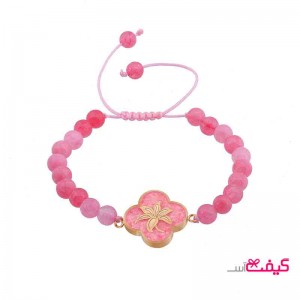 دستبند سنگ و ورق طلا طرح بهار