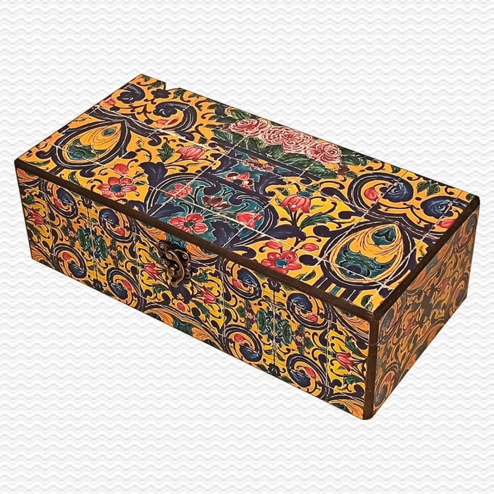 جعبه چوبی دمنوش ,چای و پذیرایی طرح  مستطیلی 