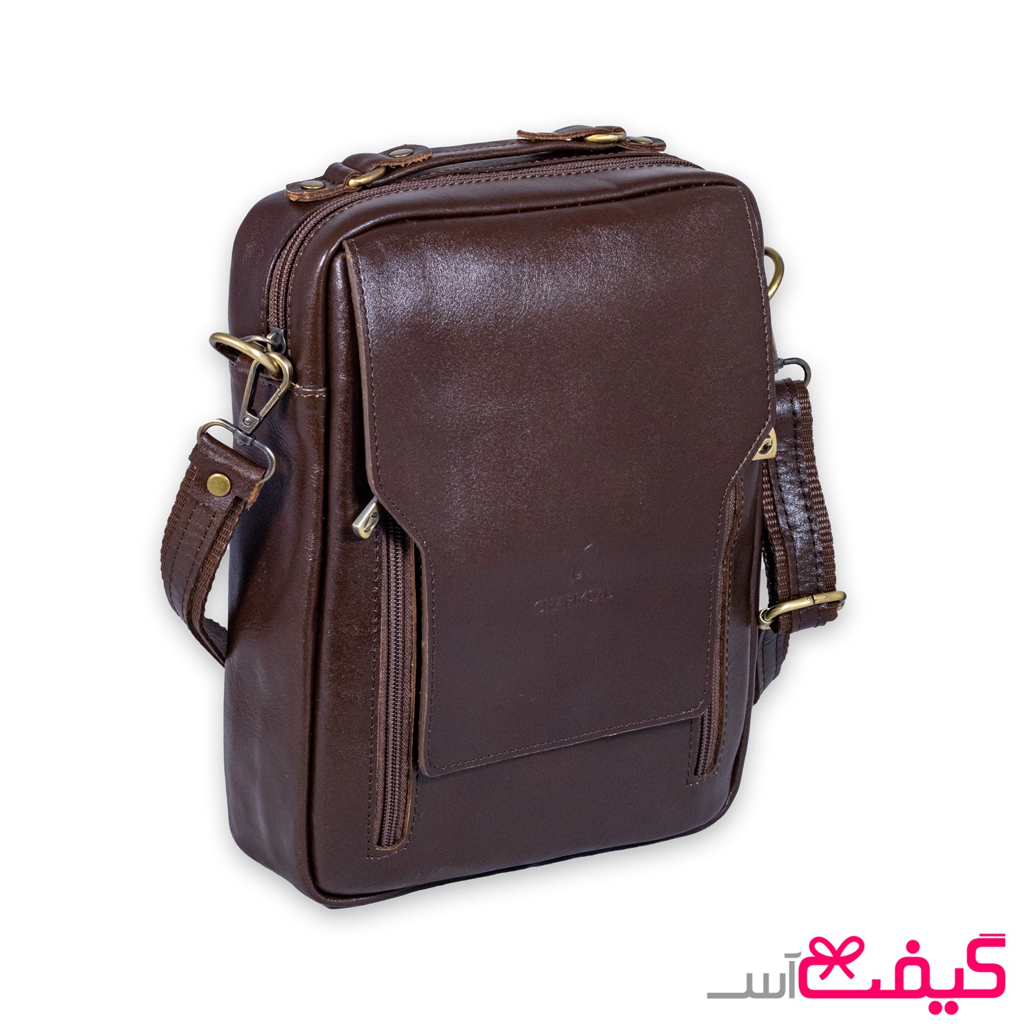 کیف دوشی چرم طبیعی مدل سفیر سایز2