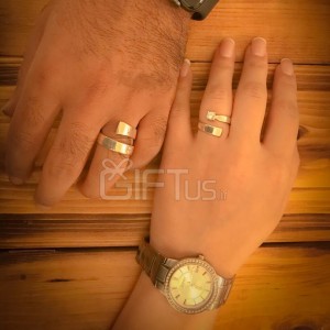 انگشتر نقره ست مردانه و زنانه مدل D402