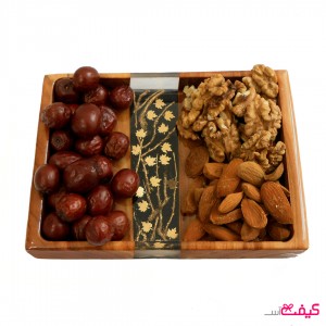 سینی چوب و رزین سرو مدل درخت طلایی
